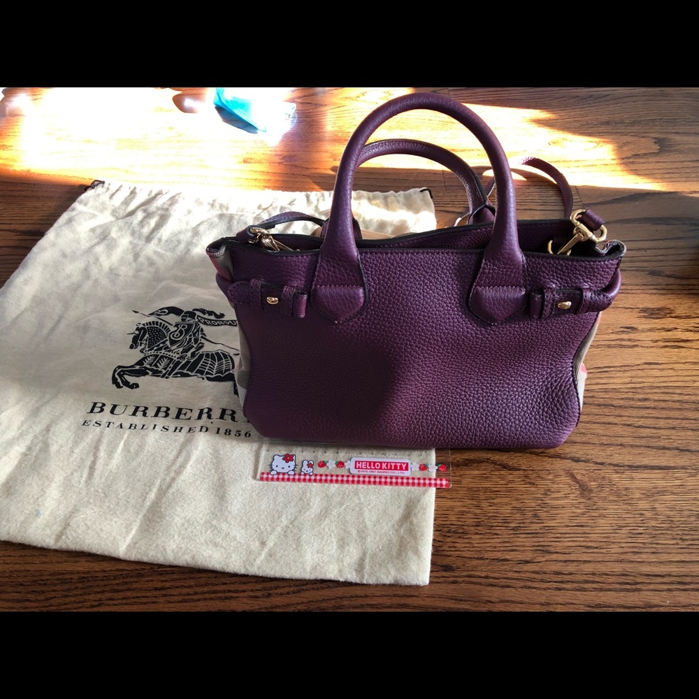 Authentic Burberry Medium Tote Elderberry View 2